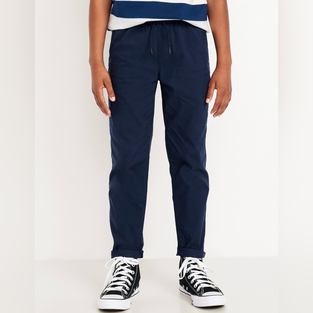 Old Navy Boys build in tech taper navy pants with zipper Large 4 pairs